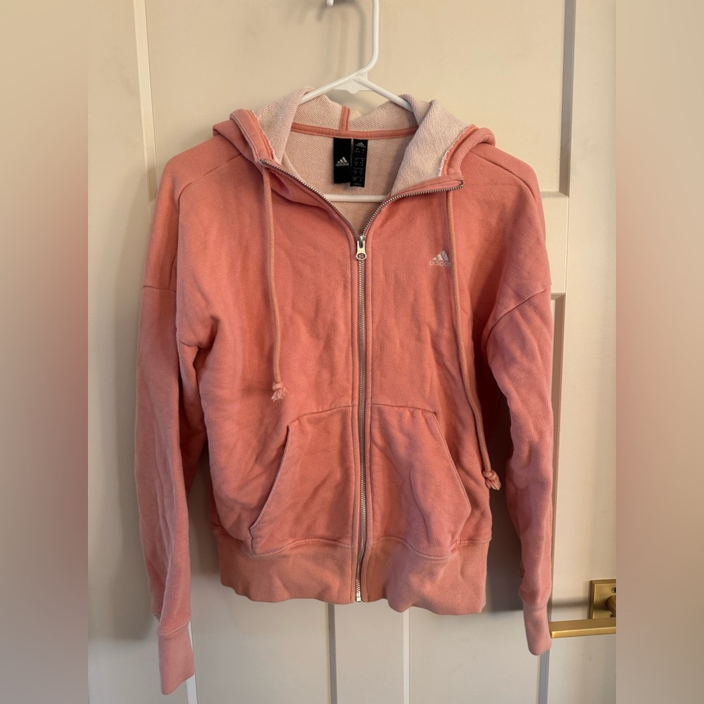 Adidas Light orange Hoodie small zip up